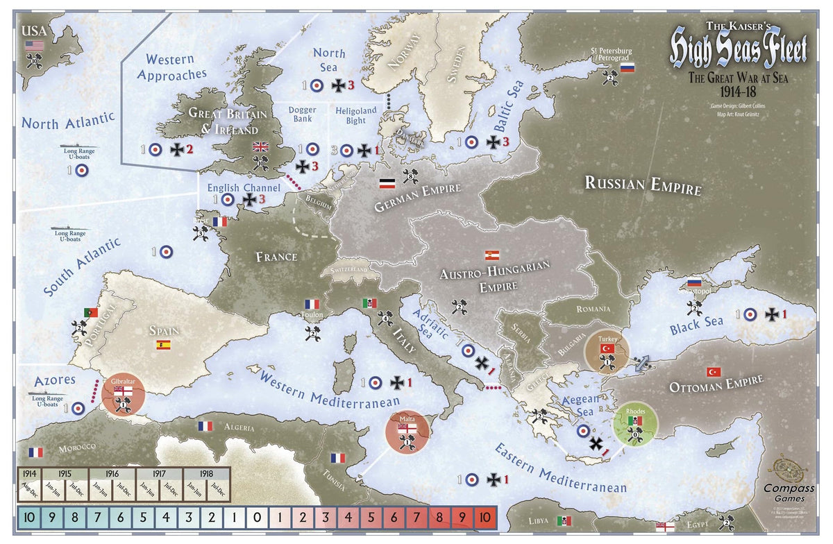 Compass Games The Kaiser's High Seas Fleet, WWI Naval Strategy Board Game, for Adults 18+