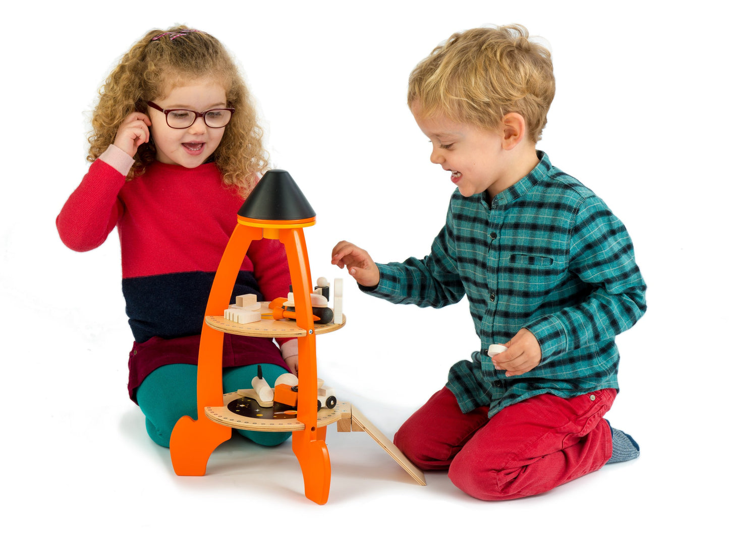 Tender Leaf Toys - Cosmic Rocket Set - 11 Pcs Wooden Rocket and Outer Space Themed Playset for Kids - Develop Imaginative Role Play and Science