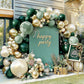 Emerald Green Gold Balloon Arch Kit Double Stuffed Dark Dusty Green Pearl White Sand Latex Balloon Garland for Birthday Baby Shower Wedding