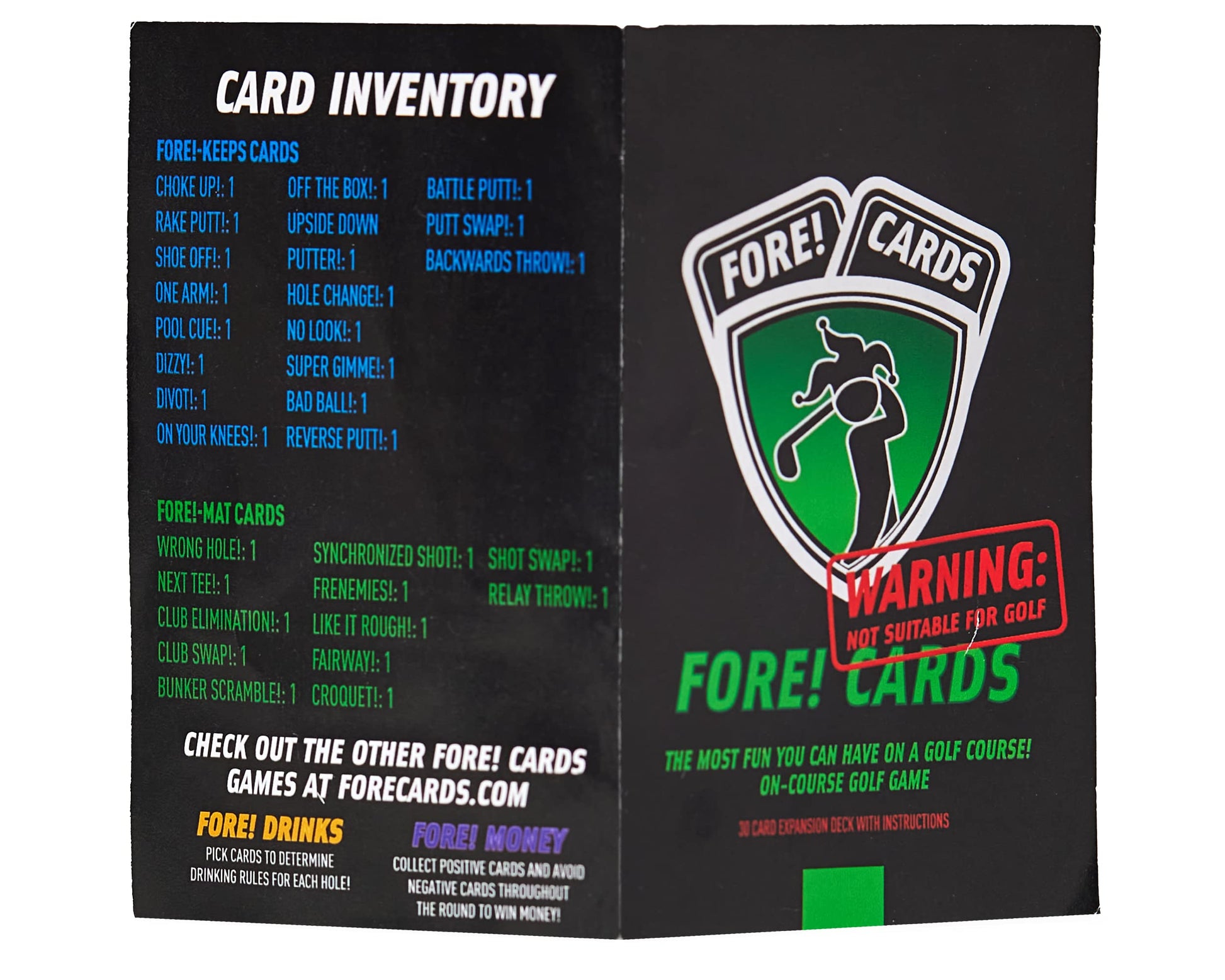 Fore! Cards On-Course Golf Game - 30 New Playing Cards to Add Fun to Your Next Golf Round - Great Gift for Golfers - Not Suitable for Golf Expansion