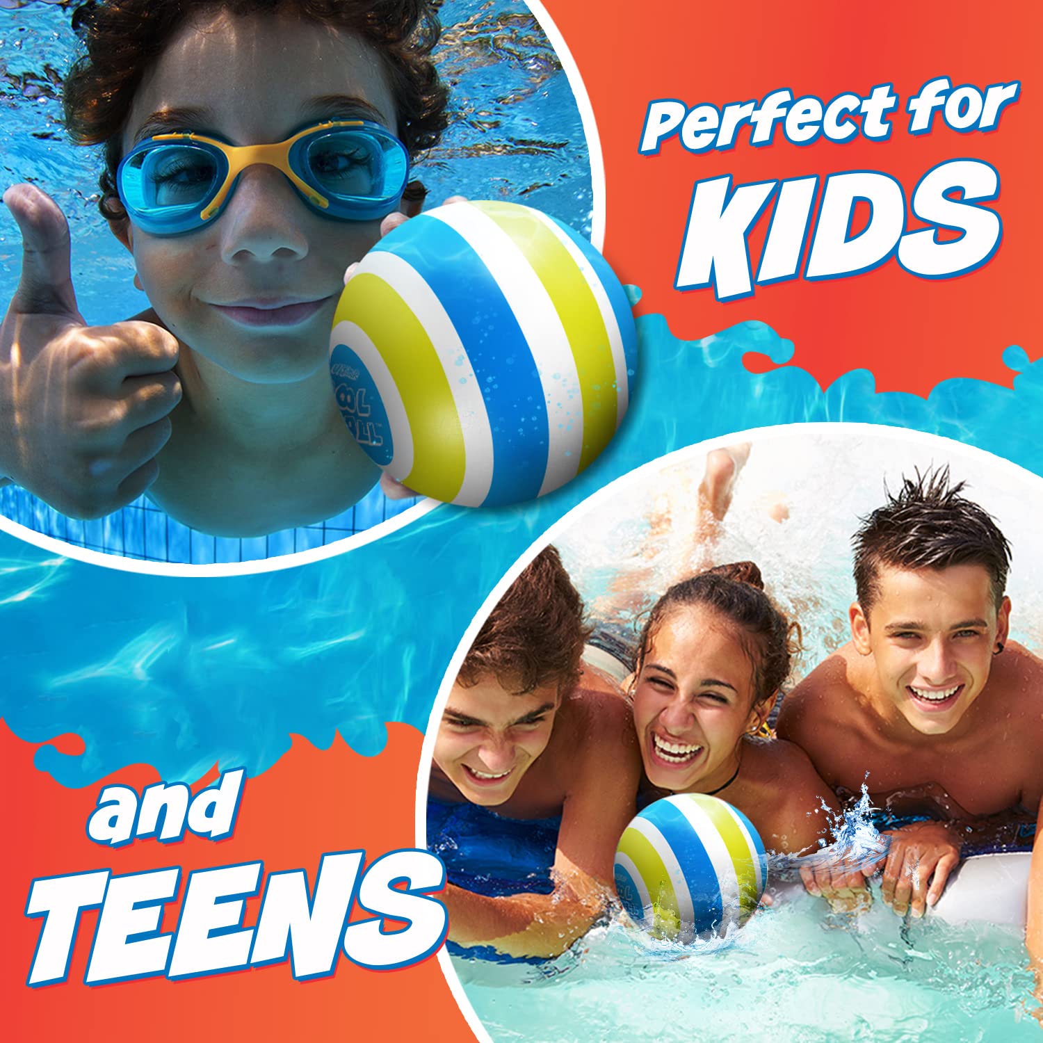 Activ Life Ultimate Pool Ball, Fill It with Water for Underwater Swimming Pool Games, Passing, Dribbling, Diving Fun Toys for Boys & Girls Aged 6-14