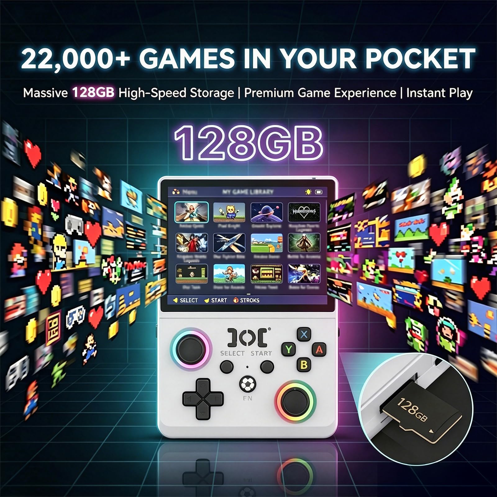 FHYRGF[22000 in 1 R36 MAX ? Handheld Game Console 4.5 inch IPS Screen Linux System with 3.5mm Wired Headphones Retro Console 4000mAh Portable Pocket