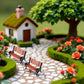 2Pcs Brown Miniature Park Bench Set, Street Seats and Garden Ornaments for Dollhouse and Fairy Garden Decor, Mini Bench Chairs for Train Platform