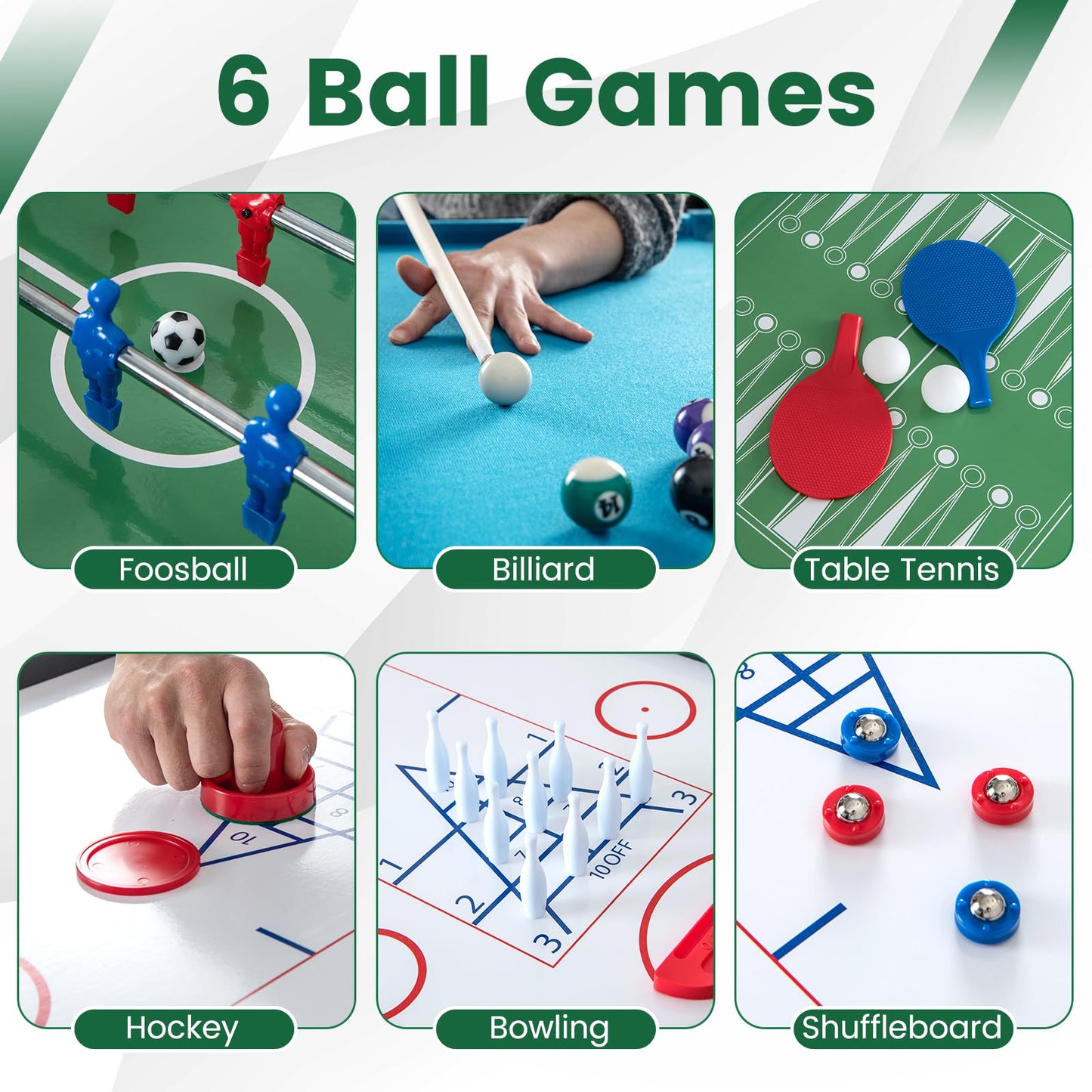 Goplus 12-in-1 Multi Game Table, Combo Game Table w/Foosball, Billiard, Table Tennis, Air Hockey, Bowling, Shuffleboard, Checkers, Chess, Backgammon