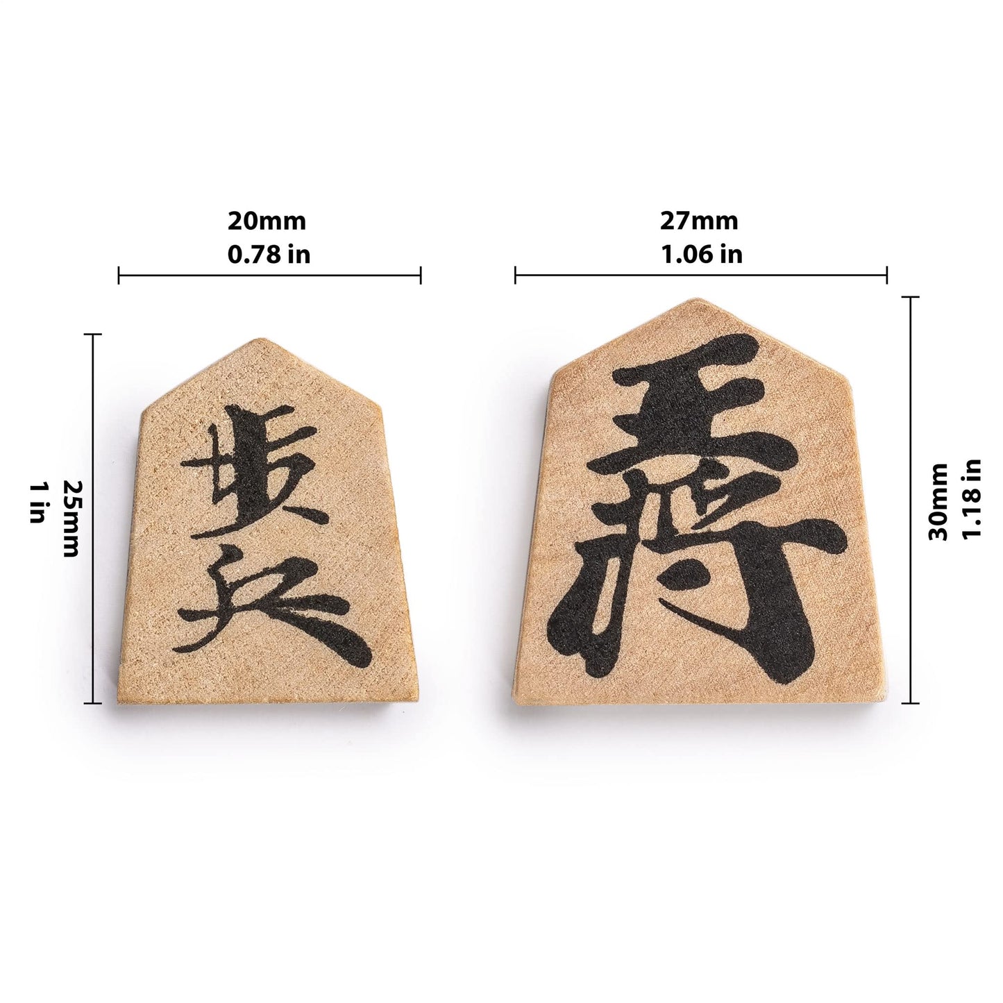 Yellow Mountain Imports Wooden Shogi Japanese Chess Game Traditional Koma Playing Pieces with Paper Shogiban