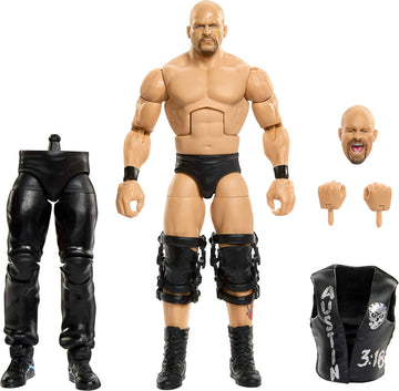Mattel WWE Elite Collection Action Figure & Accessories, Premium Live Event “Stone Cold” Steve Austin Set, SummerSlam Series with Jesse “The Body”