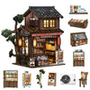BETESINE Book Nook Kit for Adults 14+, Japanese Miniature House with LED Light and Dust Cover, DIY 3D Wooden Puzzle Bookshelf Insert Decor, Creative