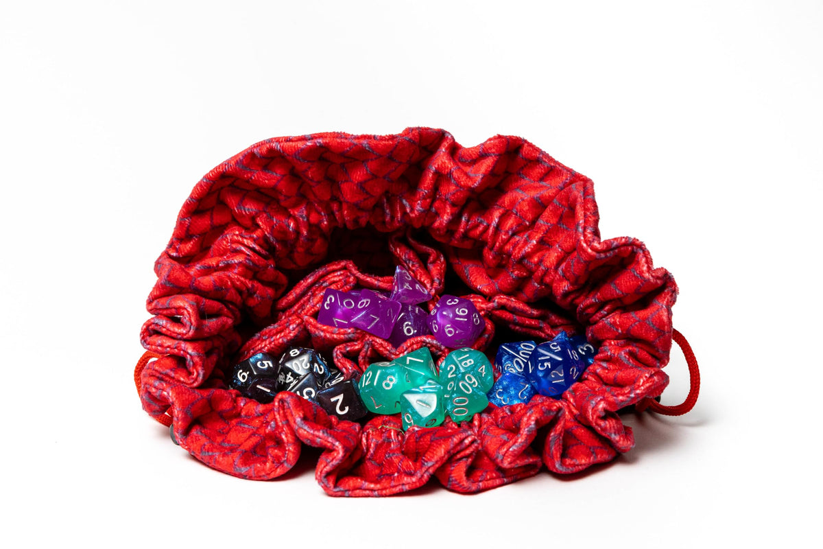 FanRoll Dragon Storm Velvet Compartment Dice Bag: Red Dragon Scales