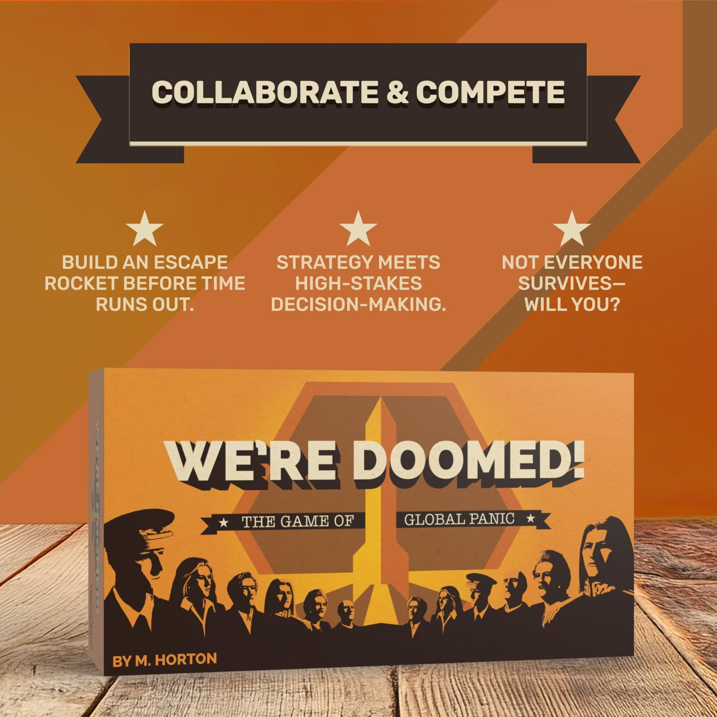 We're Doomed! - Apocalypse Survival Board Game - Cooperative Strategy for 4-10 Players - 15-Minute Race to Escape - Ideal for Competitive Game Nights