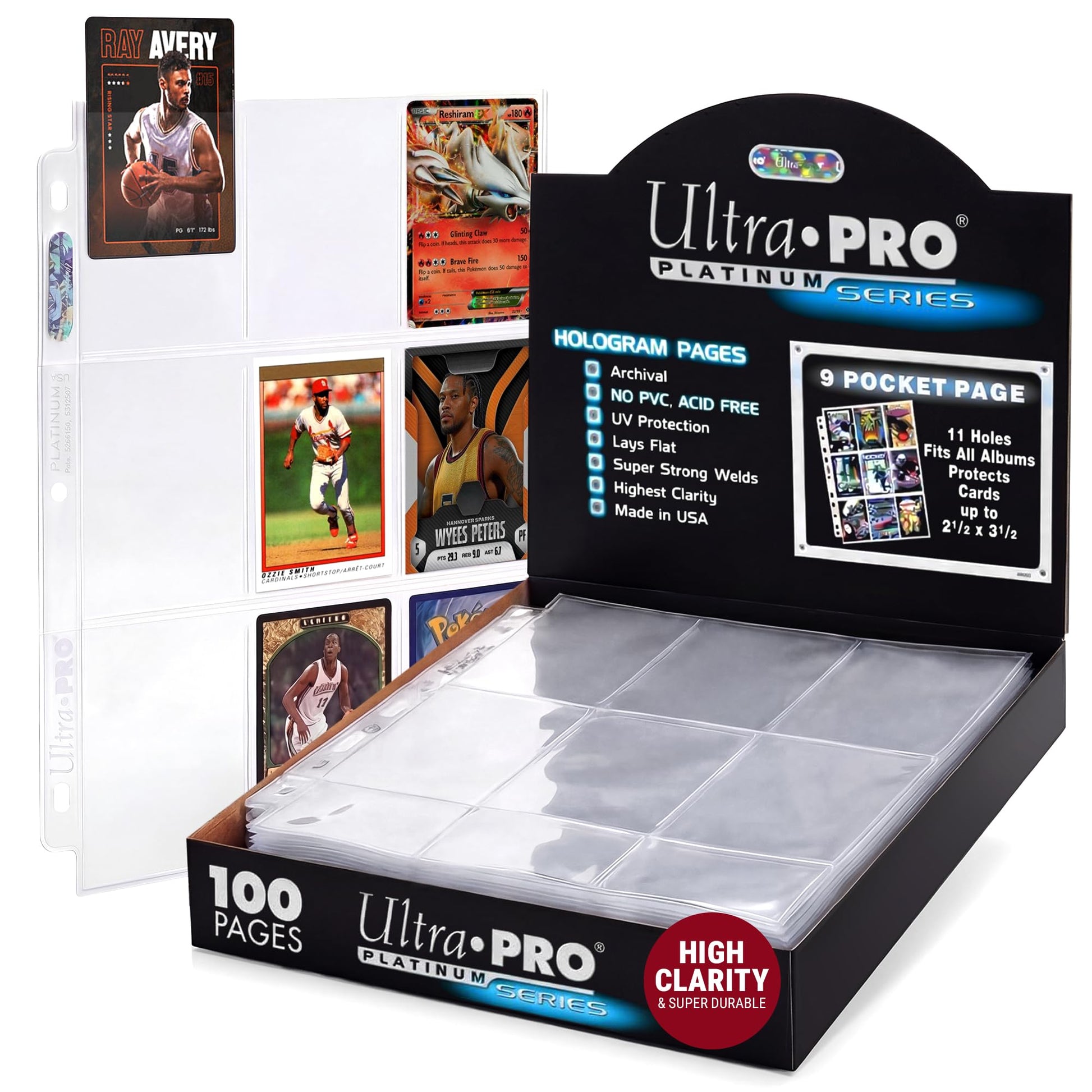 Ultra Pro Trading Card Sleeves - 9 Pocket Card Sleeves for Binder - Platinum Series Pages for Cards & Memorabilia - Archival Safe, UV Protection &
