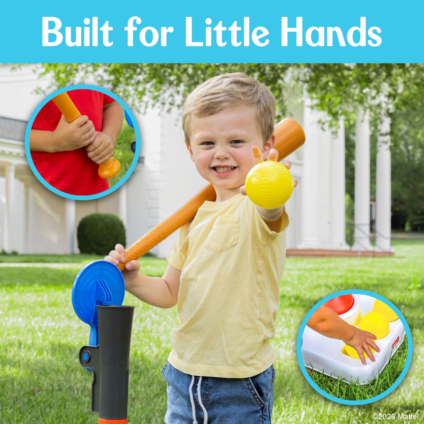 Fisher-Price™ Grow-to-Pro 2-in-1 Tee Ball Set for Toddlers & Kids, Height Adjustable Batting Practice & Outdoor Play Toy, Ages 18+ Months