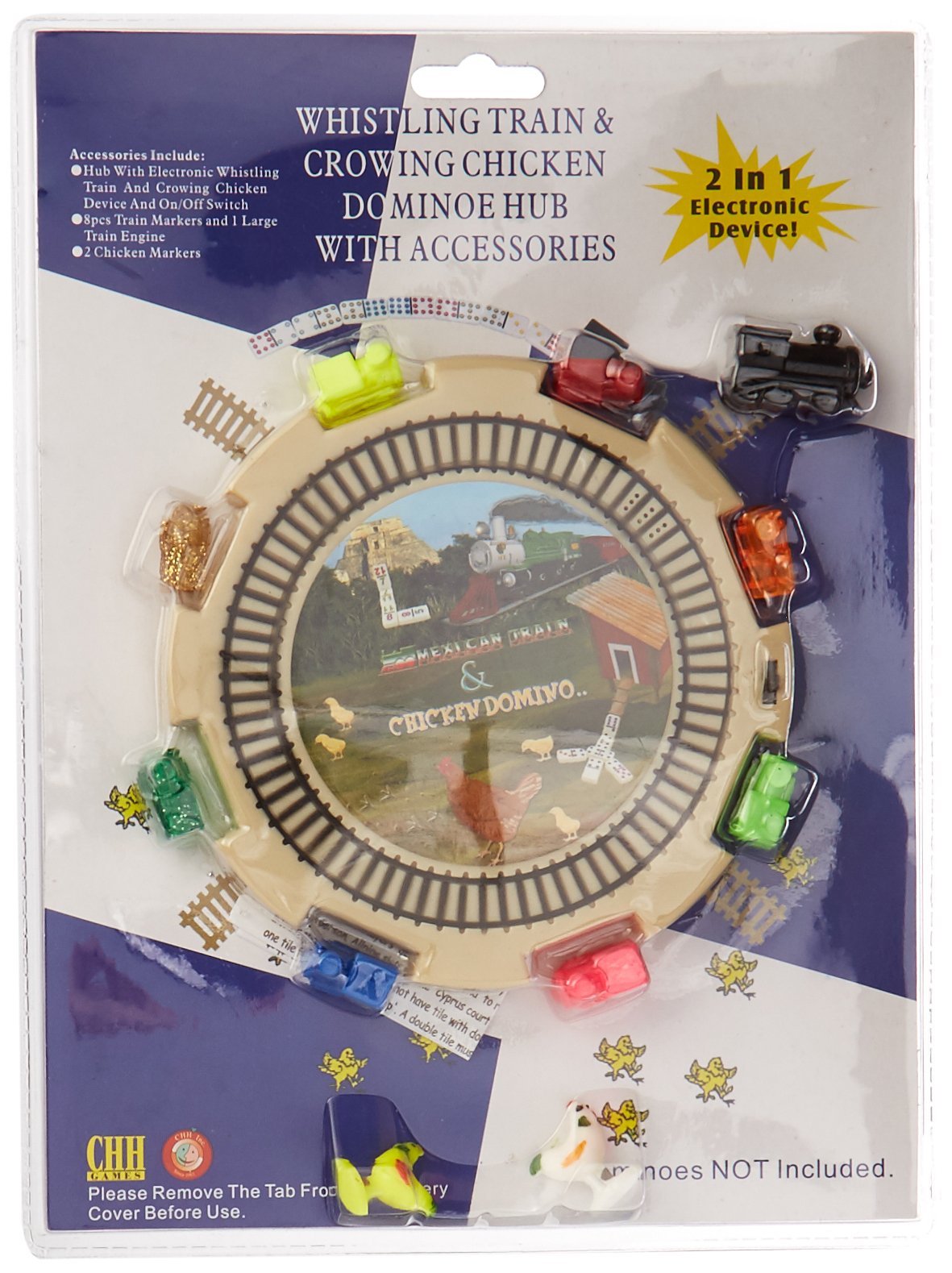 CHH 2 in 1 Domino Hub - Train and Chicken - Electronic Whistling Train and Crowing Chicken Sounds