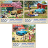 Bits and Pieces 3 Jigsaw Puzzle Set - 500 Piece Puzzles for Adults - Vintage Cars Set - 18" x 24" Jigsaw Puzzles - Summer Country - Random Die Cut