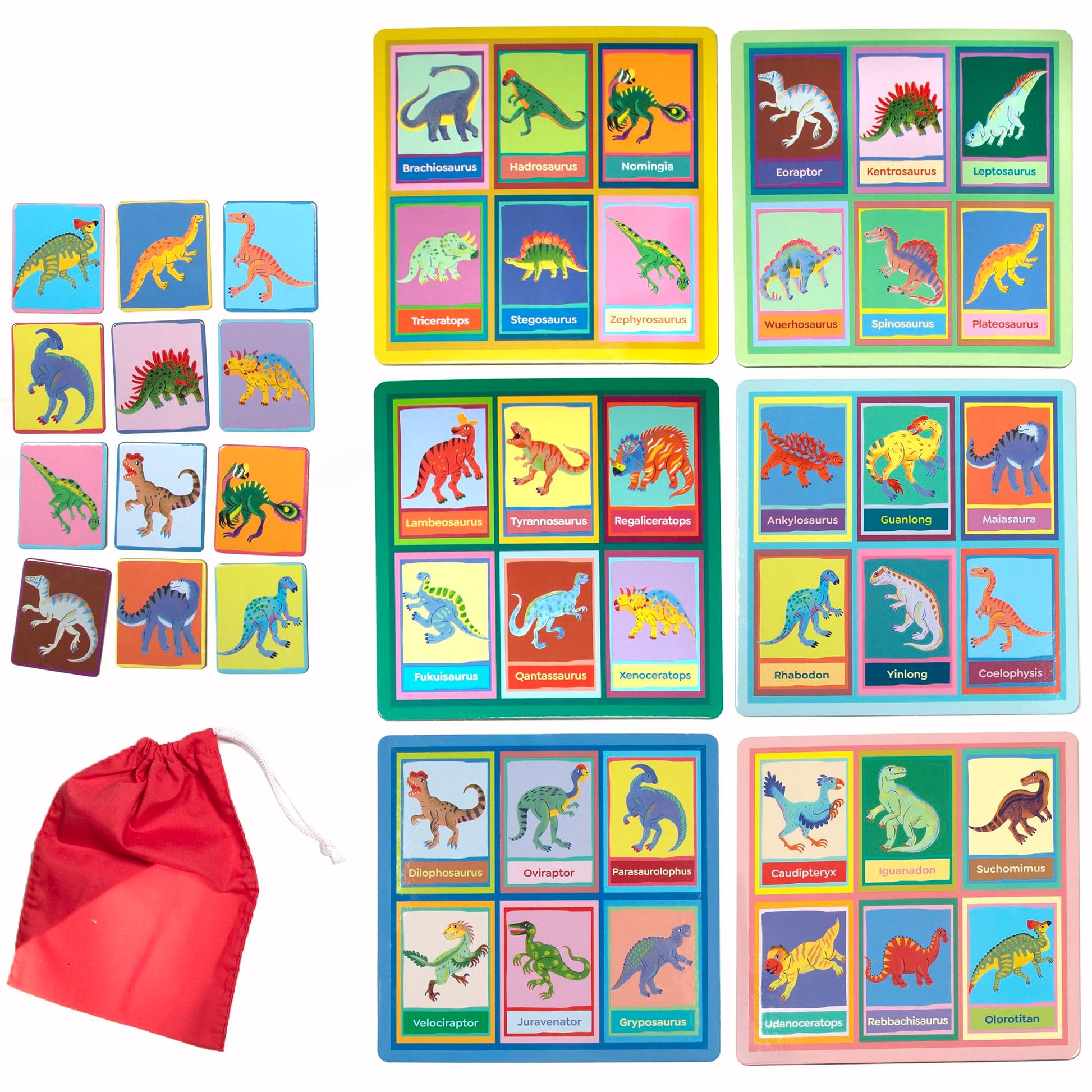 eeBoo: Dinosaur Bingo for Kids Ages 5+, Prehistoric Theme Learning Game that Teaches Dinosaur Names & Builds Vocabulary