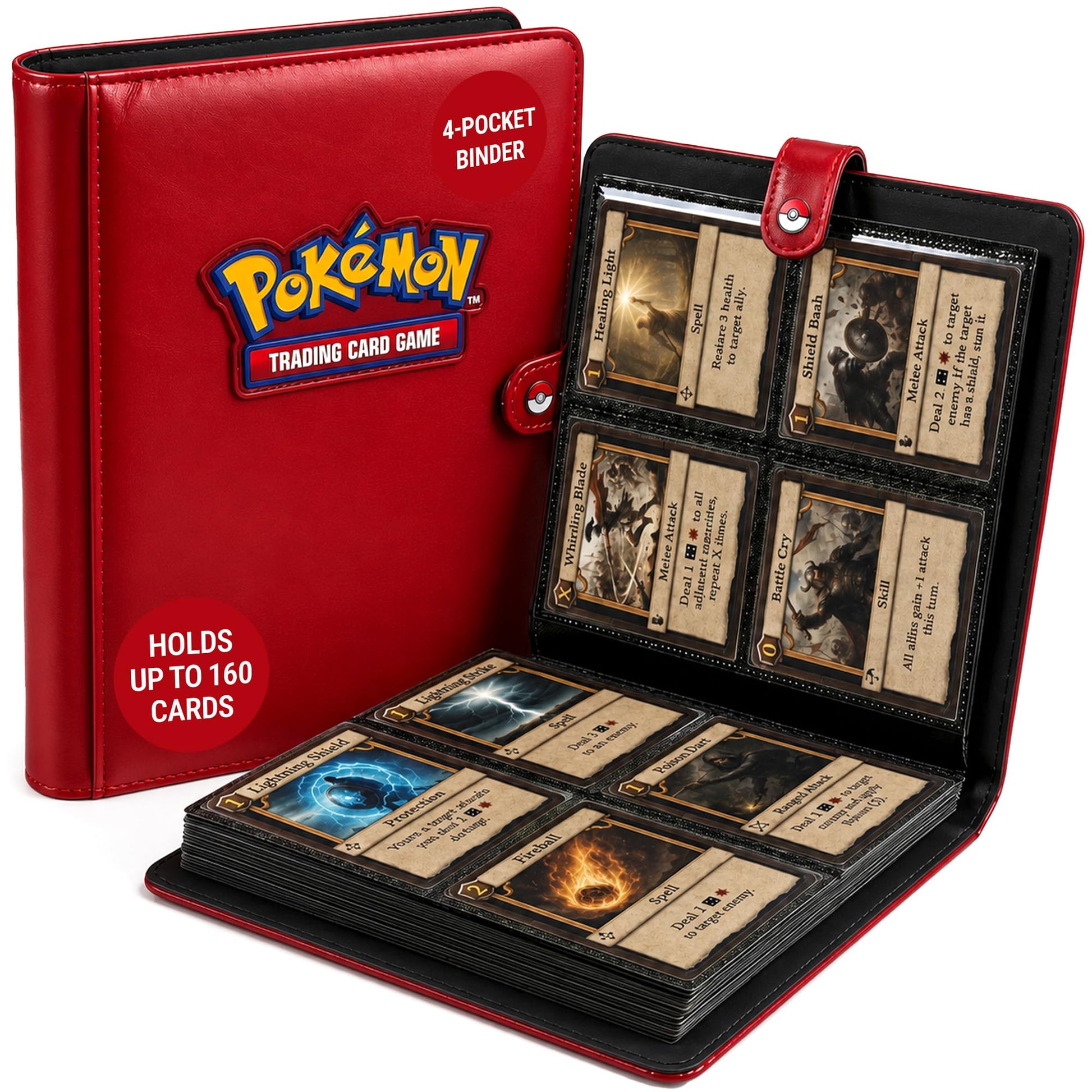 Ultra Pro Premium 4 Pocket Pokemon Binder - Pokemon Card Binder with 20 Side-Loading Pages & Holds up to 160 Cards - Acid-Free & Non-PVC - Snap