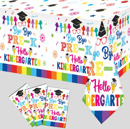 PRE-K Graduation Tablecloth, PRE-K Graduation Decorations 2026, Preschool Graduation Decorations, Bye Bye Pre-k Hello Kindergarten Banner for Table