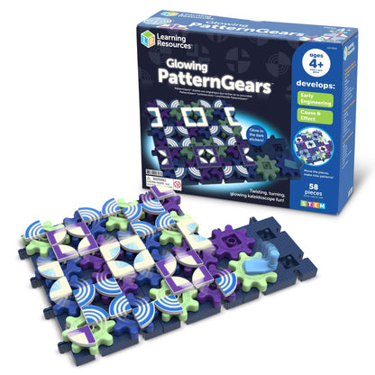 Learning Resources Glowing PatternGears - Building Set with Glow in the Dark Stickers, Toddlers Hands-On Toy, STEM Construction & Engineering, Fine