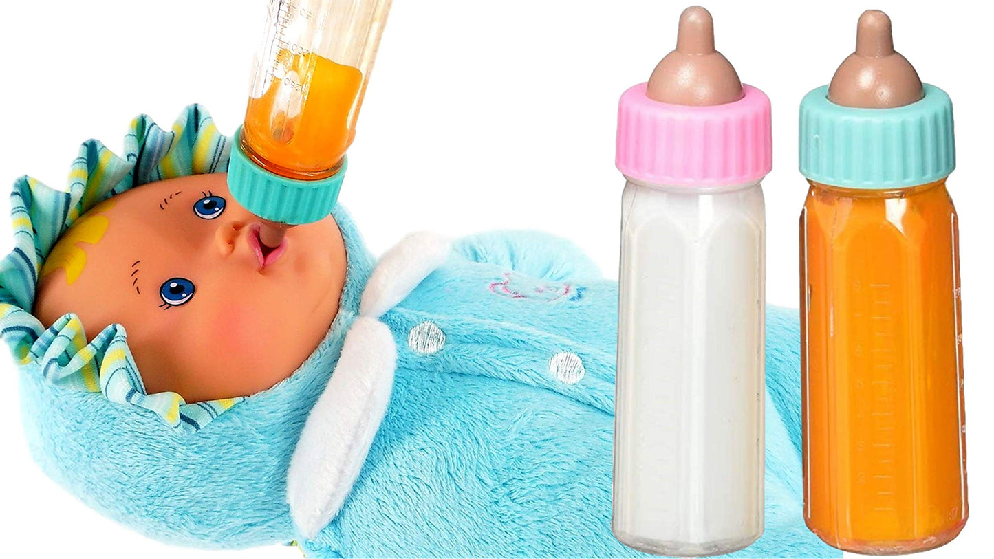 JA-RU Magic Baby Doll Bottles (4 Pack) - Milk and Juice Bottles, Baby Doll Accessories