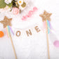 Gold Star Rainbow Cake Topper - First Birthday Pastel Rainbow Cake Topper, Shooting Star Cake Pick, Girl 1st Birthday Cake Decoration, Little Princess