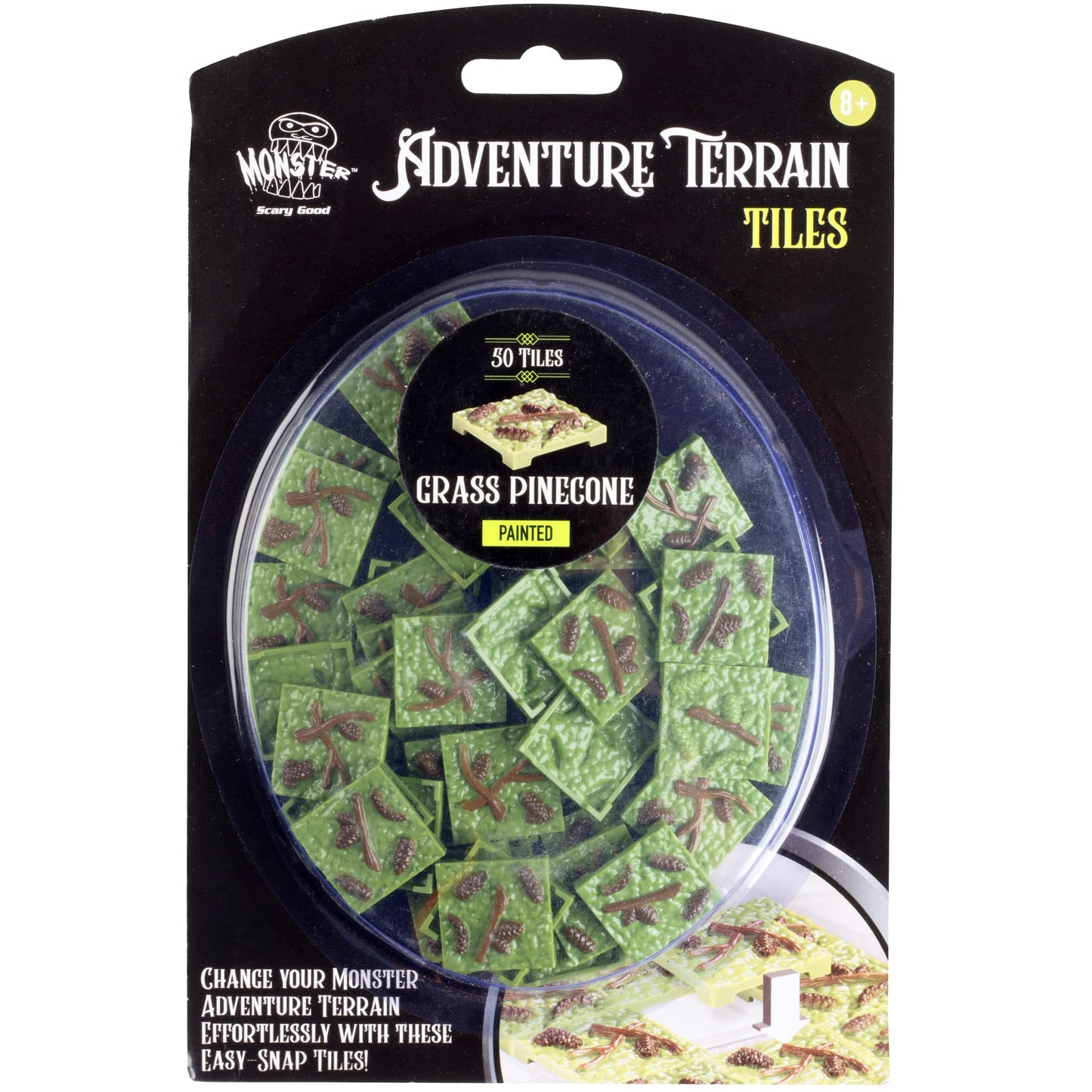 Monster Adventure Terrain 50pc Grass Pinecone Tile Pack - Hand-Painted 1" x1" Tile Set- Creates Amazing Tabletop Terrain in Minutes- Customize Your