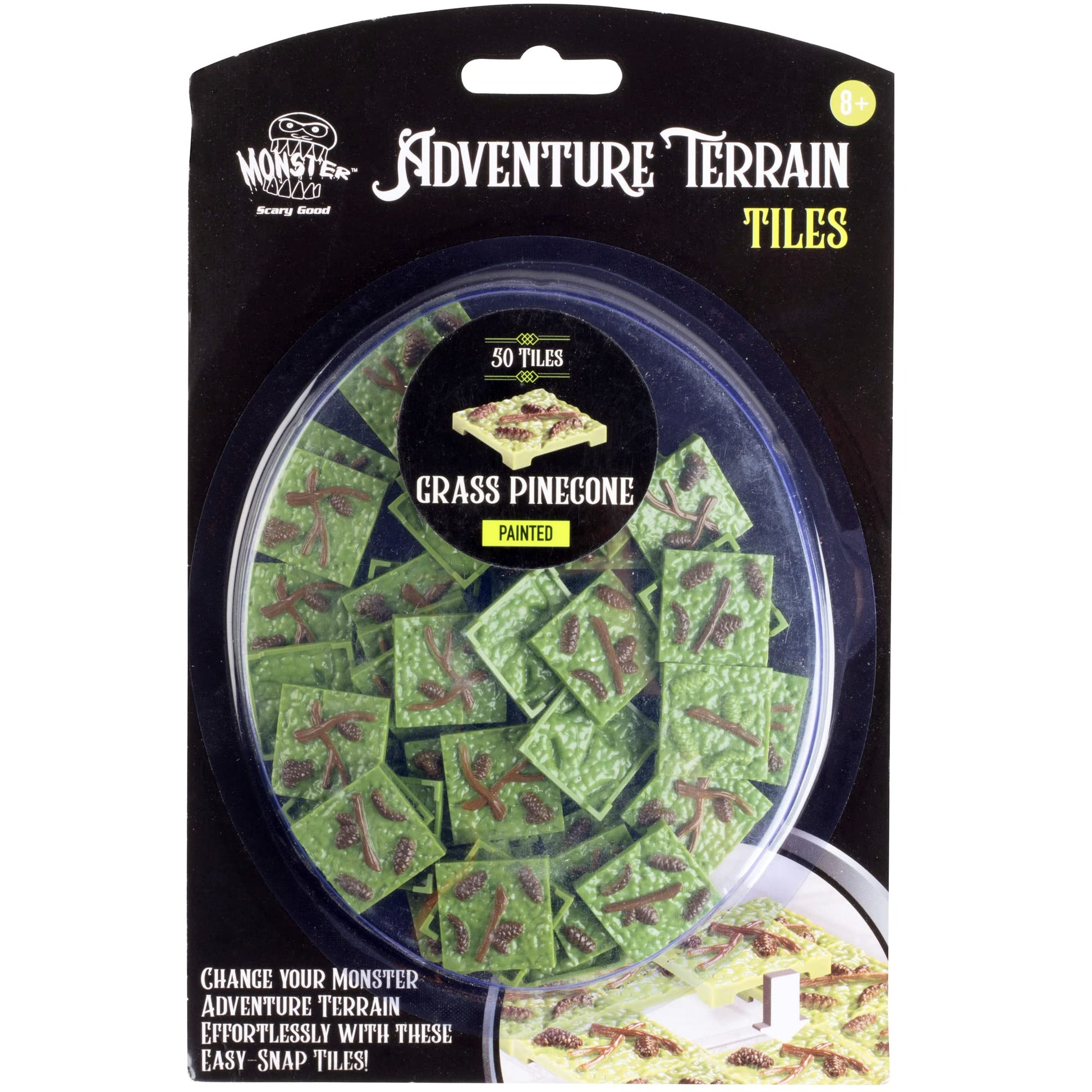Monster Adventure Terrain 50pc Grass Pinecone Tile Pack - Hand-Painted 1" x1" Tile Set- Creates Amazing Tabletop Terrain in Minutes- Customize Your