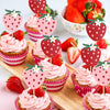 Strawberry Birthday Cupcake Toppers,Strawberry One 1st Birthday Cake Topper
