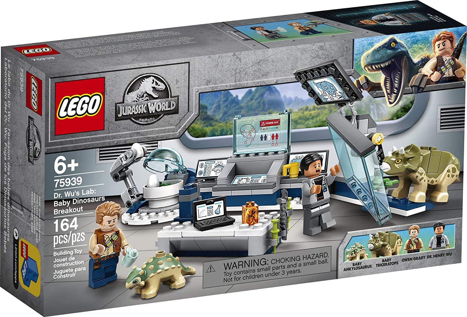 LEGO Jurassic World Dr. Wu's Lab: Baby Dinosaurs Breakout 75939 Fun Dinosaur Toy Building Kit, Featuring Owen Grady, Plus Baby Triceratops