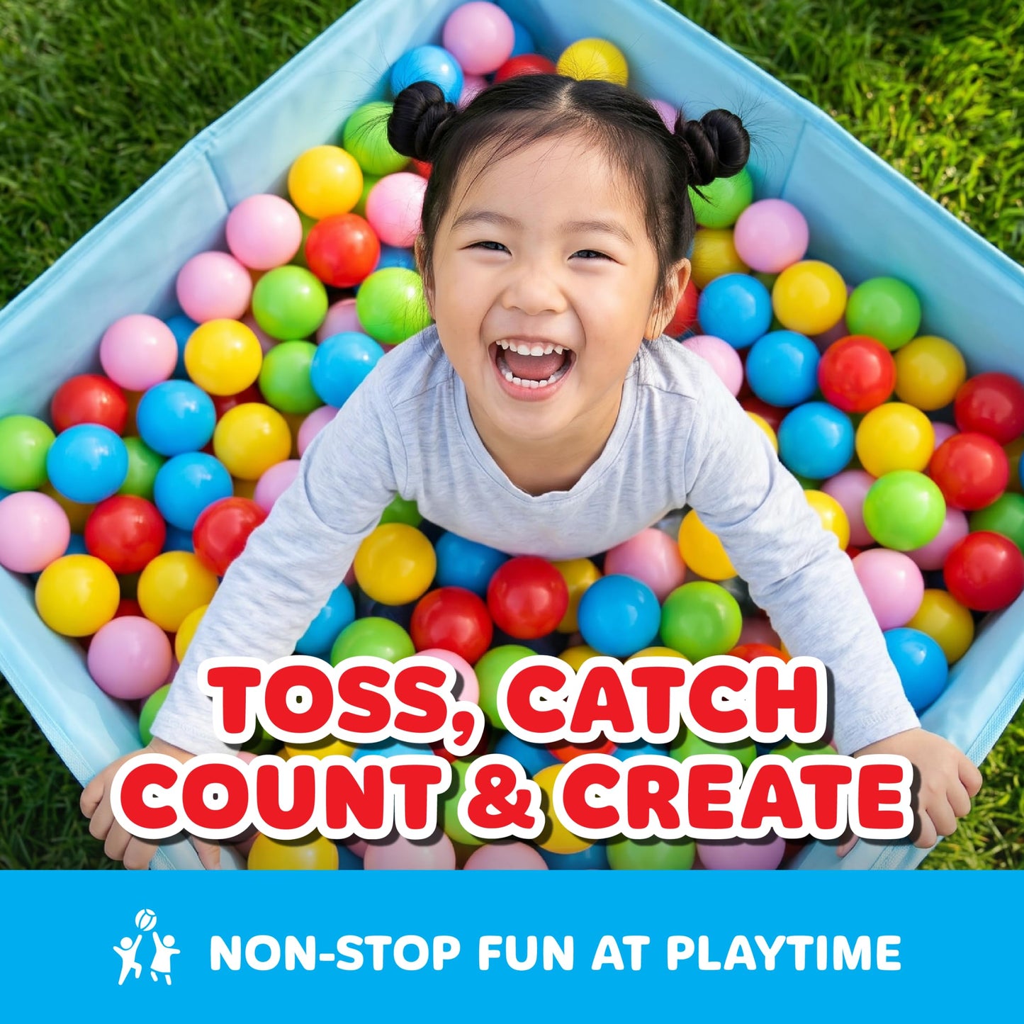 Antsy Pants 200 Ball Pit Balls, Ball Pit for Toddlers 1-3, Non-Toxic Materials, Lightweight, 5 Colors, Reusable Storage Bag, Plastic Balls for Ball