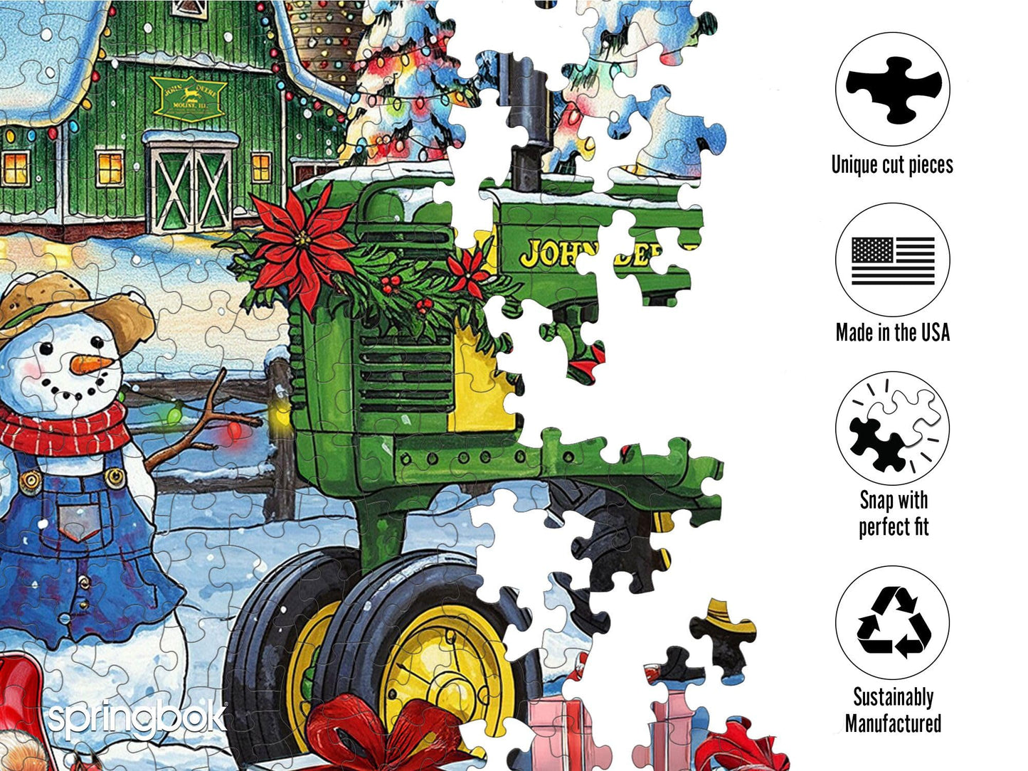 Springbok John Deere Festive Farm Surprise 500 Piece Jigsaw Puzzle
