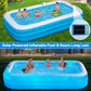 Large Solar Inflatable Pool with Lights, 130"x72"x22" Blow-Up Kiddie Pool with Air PUM, 7 Color Changed Family Swimming Pool for Backyard, Outdoor