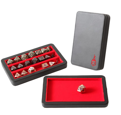 Forged Dice Co. Premium 3-Row Dice Case - Combination Dice Box and Dice Tray - Protects Polyhedral Dice Sets - Felt-Lined Storage Rows - Magnetic Lid