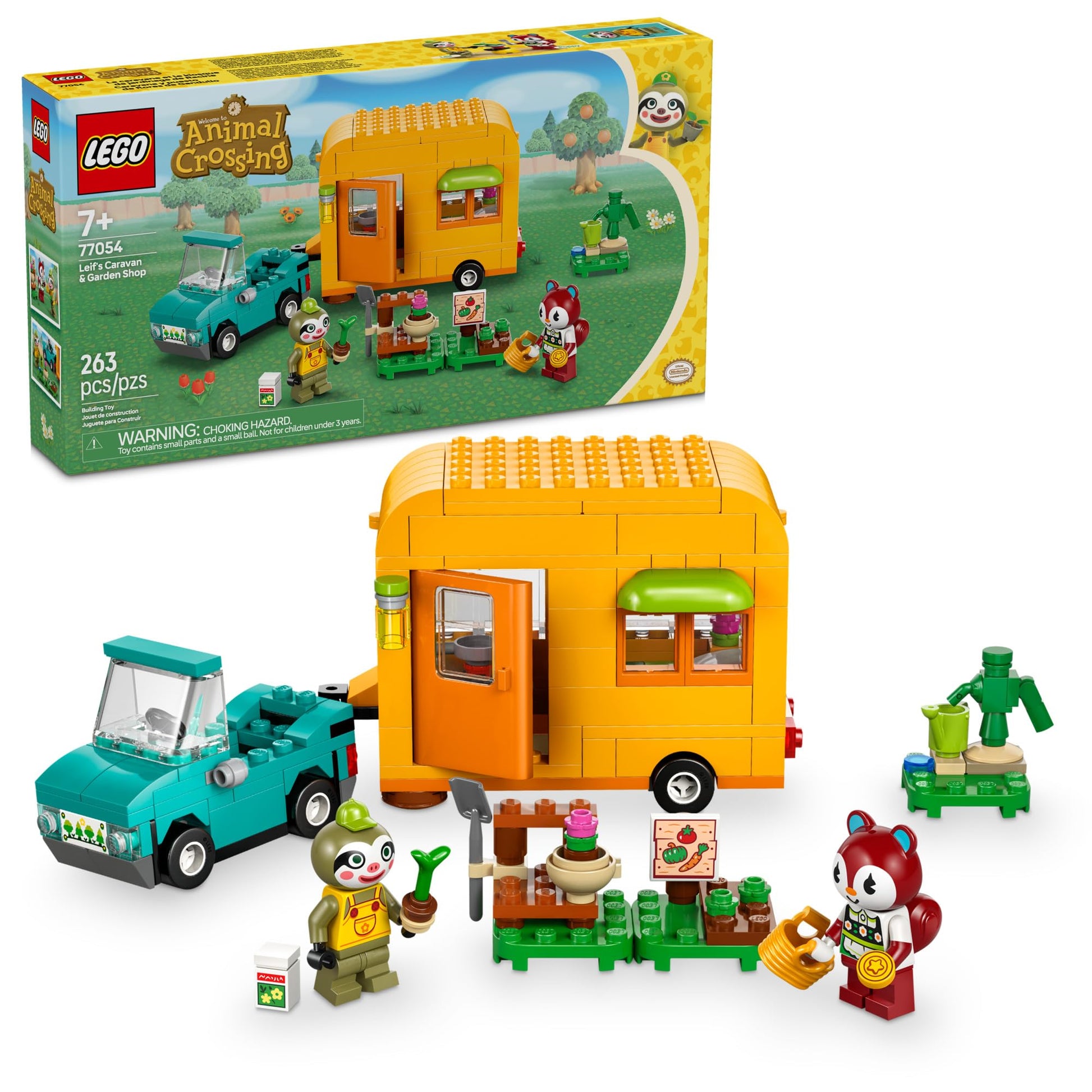 LEGO Animal Crossing Leif's Caravan & Garden Shop Building Toy - Gift for Birthdays - Animal Crossing Toy Figure and Playset for Kids, Girls and Boys