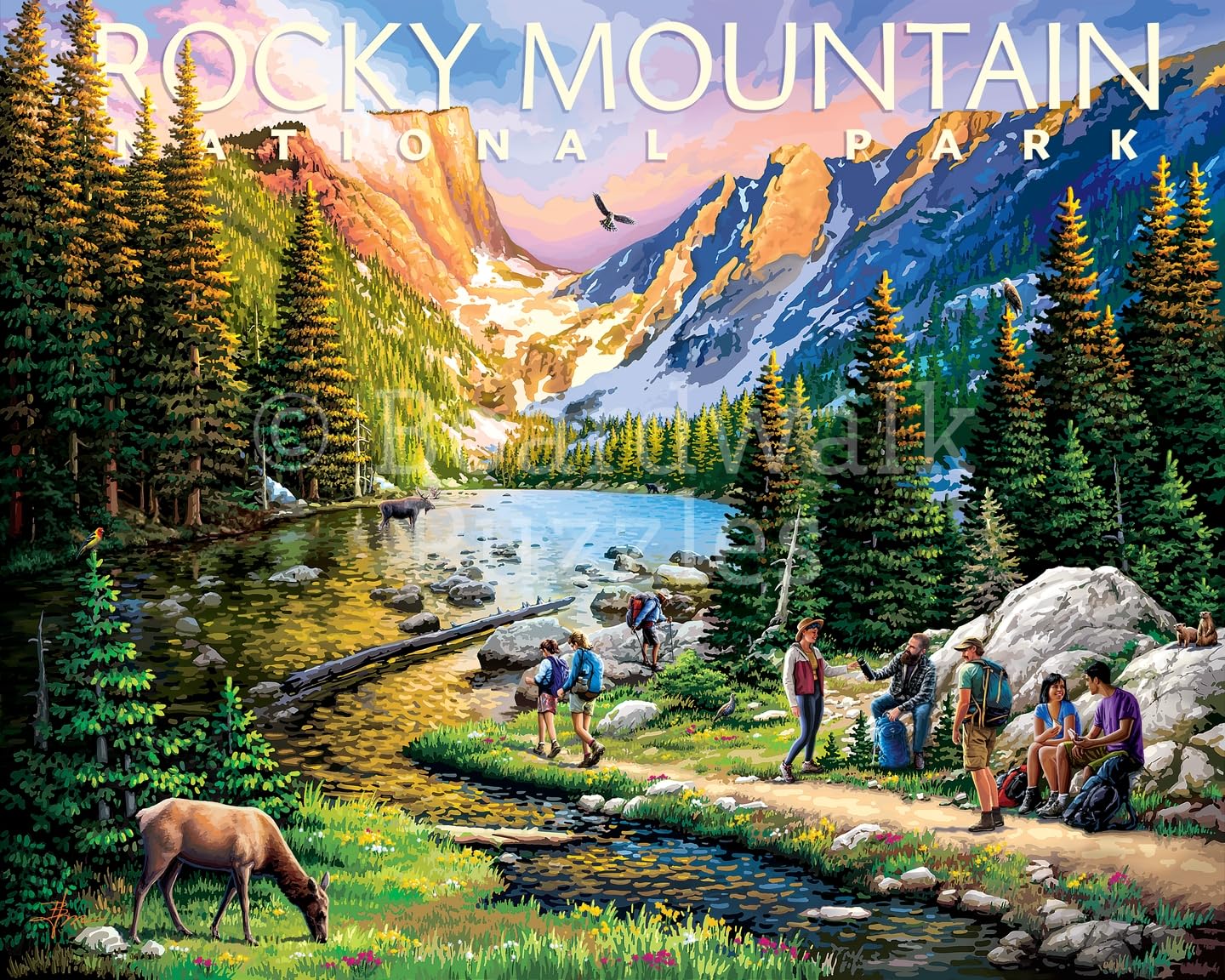 Boardwalk Rocky Mountain 500 Piece Jigsaw Puzzle Scenic Nature Colorado Puzzles with Premium Box, Gift for Adults and Family 16"x20"