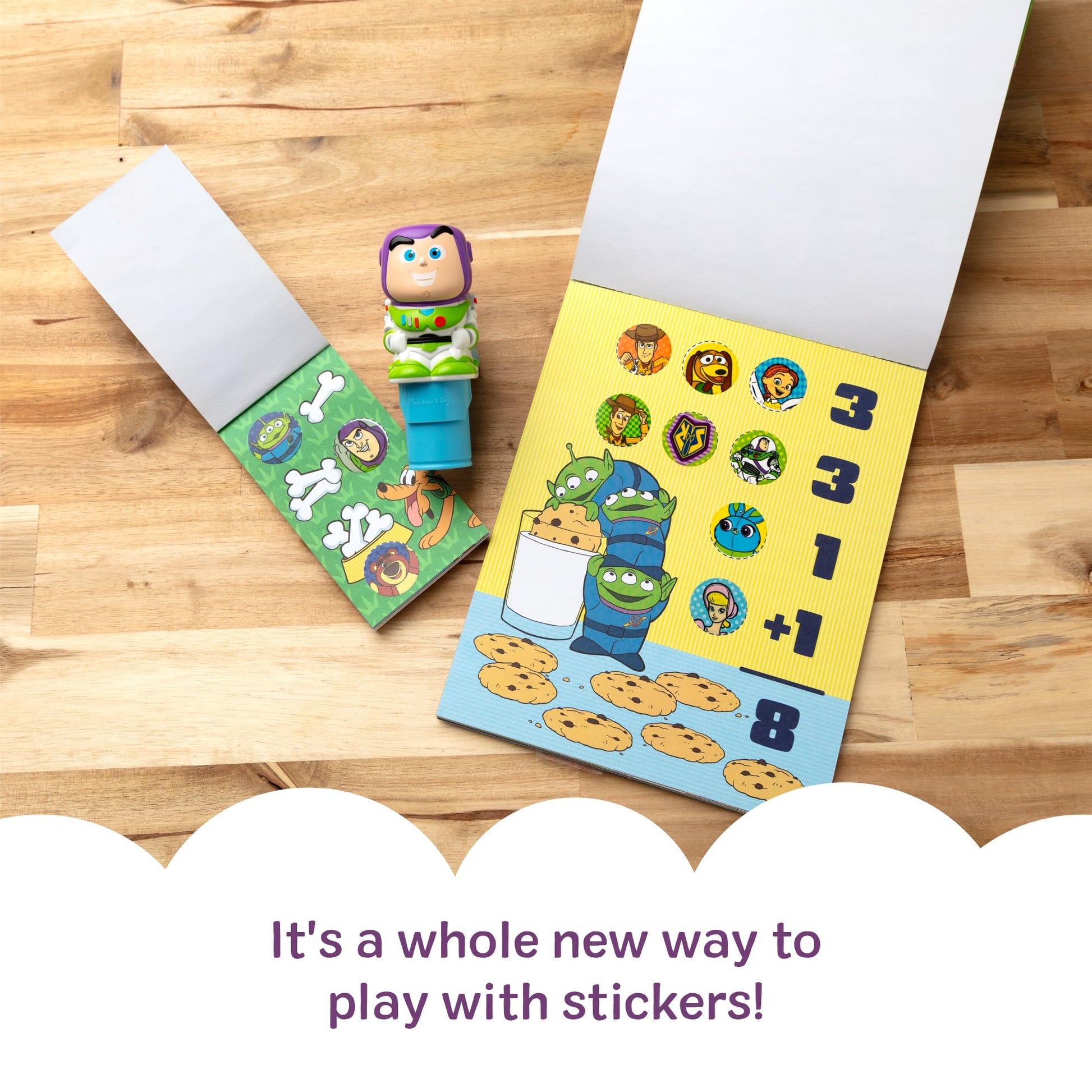 Melissa & Doug Sticker Wow!™ Disney Buzz Lightyear Bundle: 24-Page Activity Book, Refillable Sticker Stamper, Mini Pad, 500 Stickers, Arts and Crafts
