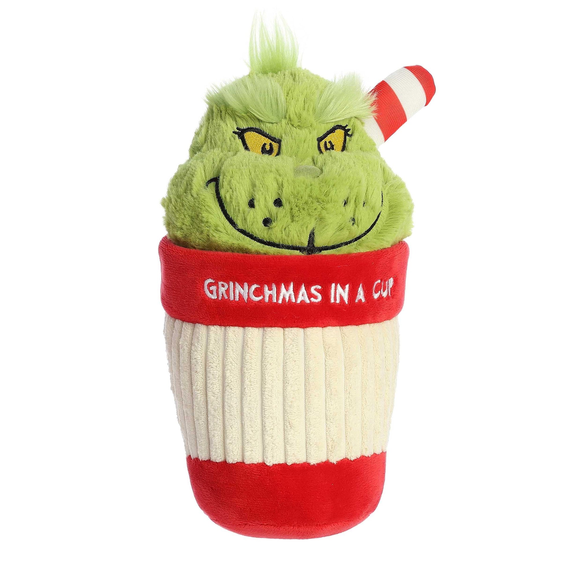 Aurora® Festive Dr. Seuss™ Grinchmas Cup Stuffed Animal - Officially Licensed Plush for Imaginative Play - Perfect for Kids and Adults - Multicolor 9