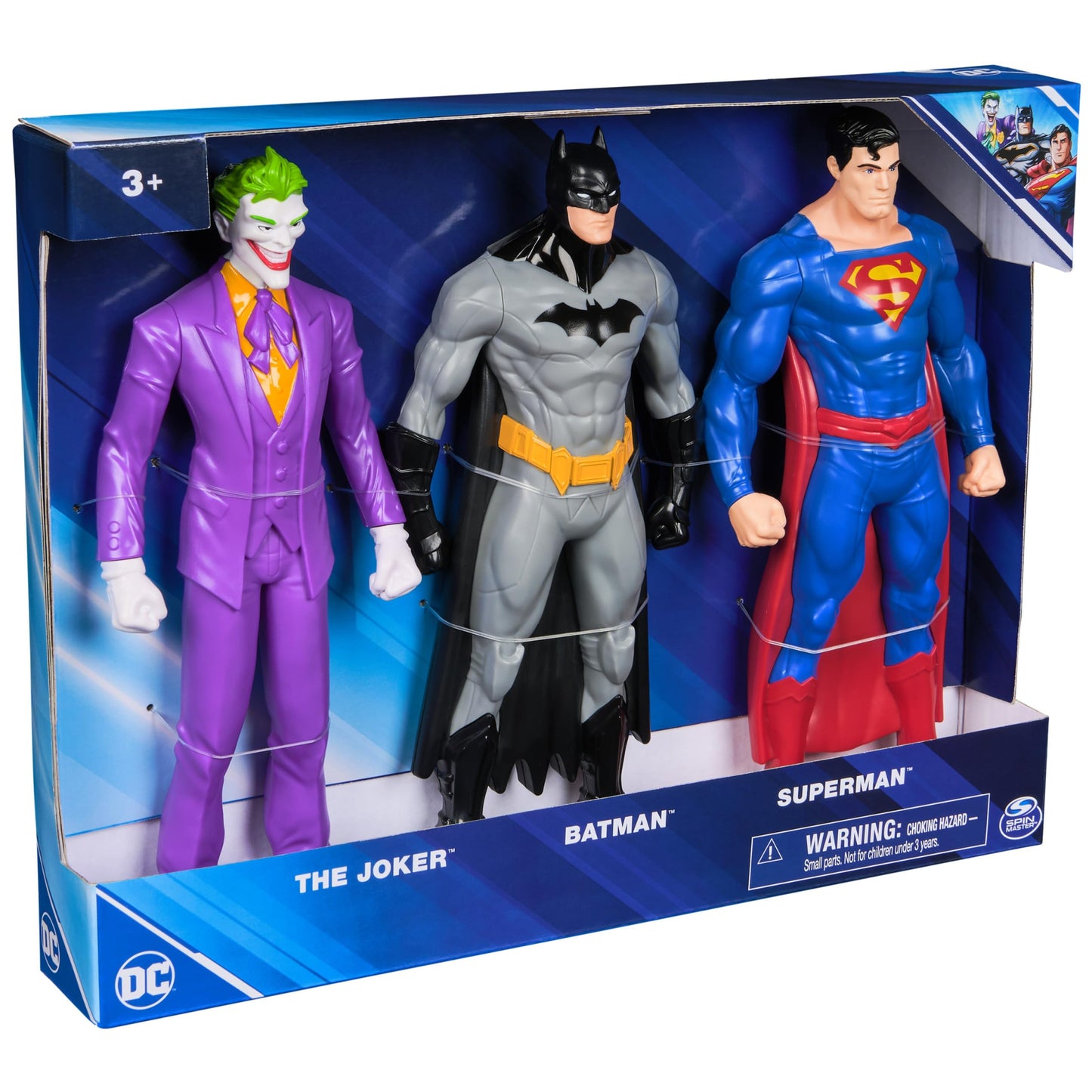 DC Comics Superhero Action Figure Toy: Batman, Superman, and The Joker Gift Set (9.5 Inch, 3 Point Articulation) - Justice League Action Figure Gifts