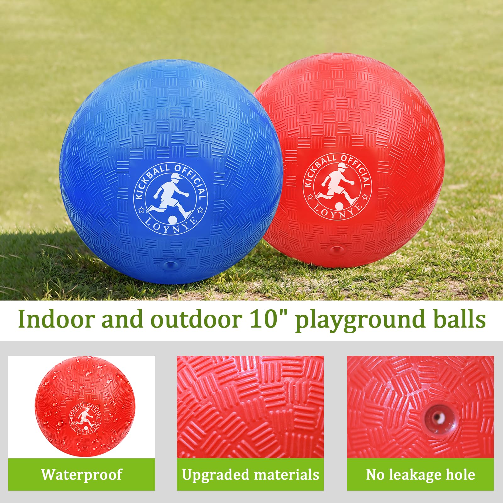 LOYNYE 10 Inch Dodgeball Balls Playground Ball Kickball, Dodge Balls for Kids, Kickballs Handball for Indoor Outdoor Games Four Square Balls, Includes
