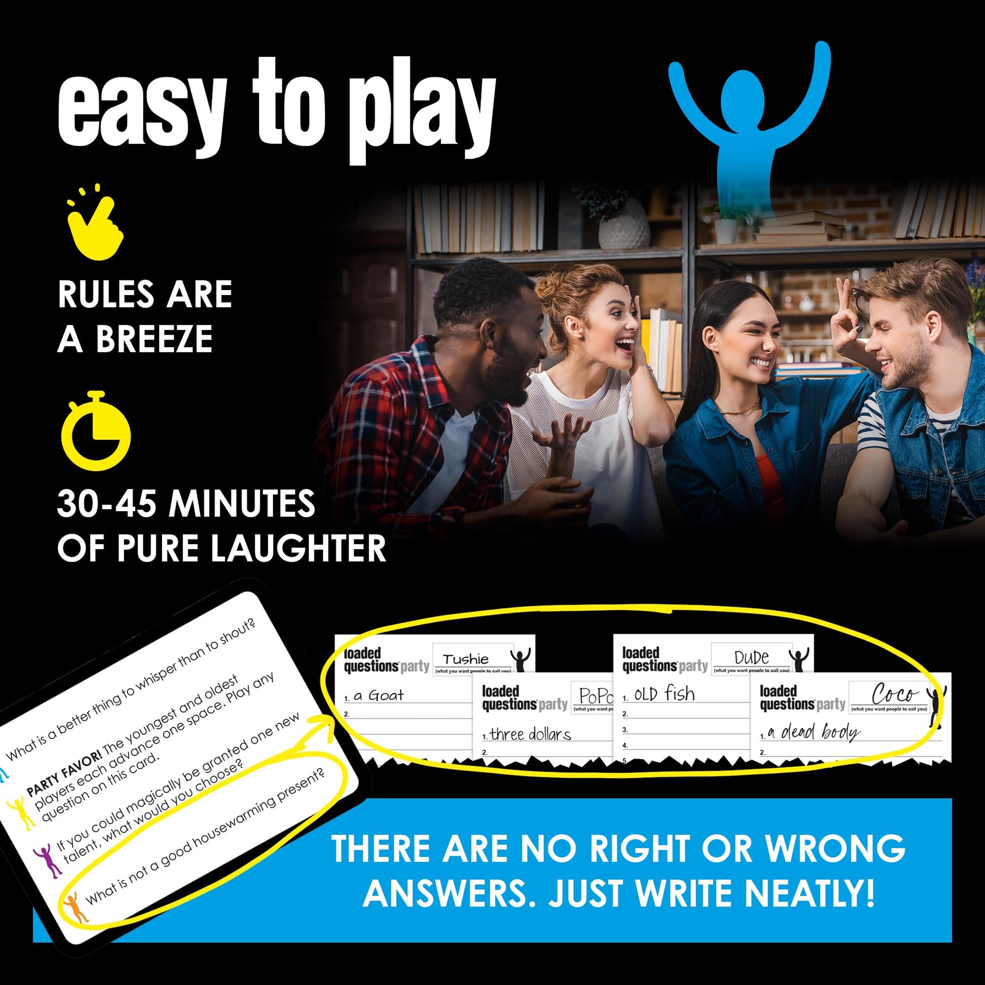 Loaded Questions Party Game, Hilarious "Who Said What?" Game for Family & Friends, Fun Icebreaker for Adults & Family Time