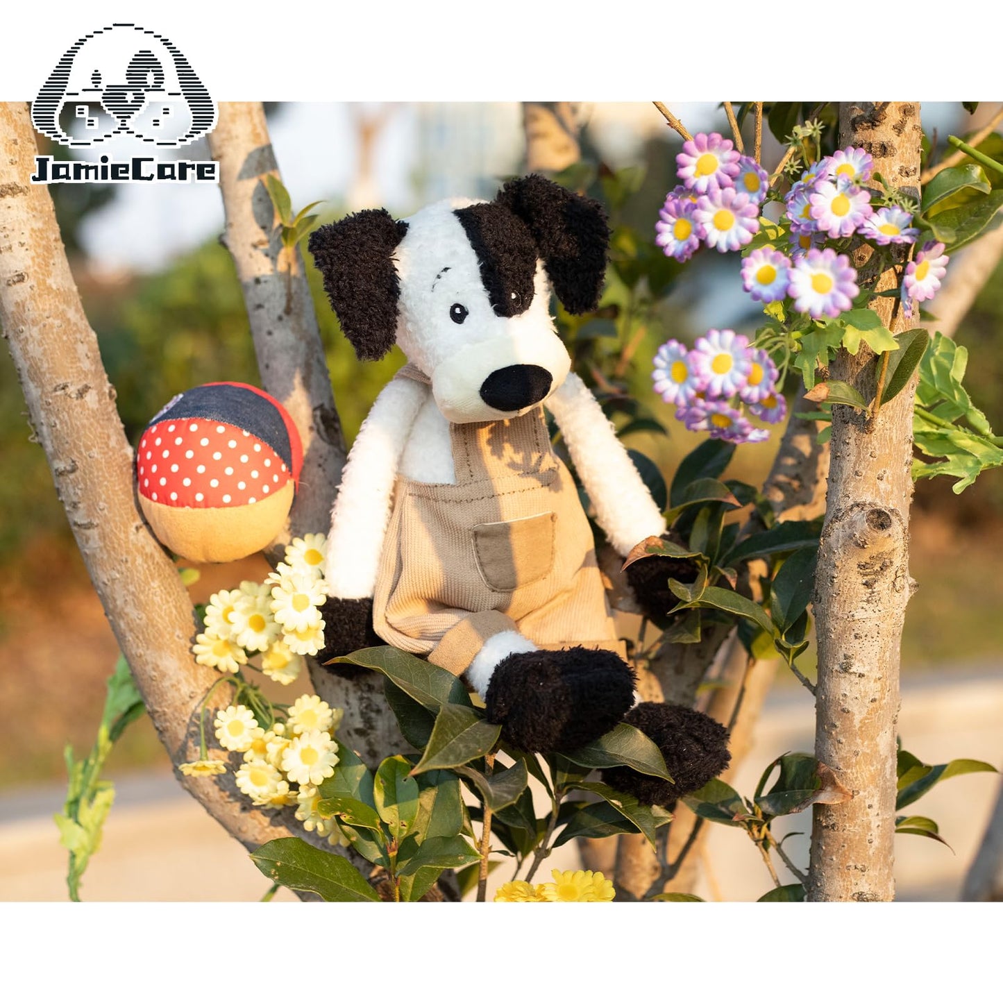 JamieCare 16" Dog Dolls Shaped Plush Stuffed Animal Toy in Overalls