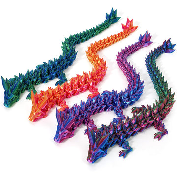 TBOLINE 4 Pack 3D Printed Dragons 8.7'', Flexible Articulated 3D Printer Dragon toys, Animals Fidget Toy Dinosaur Eggs for 5-7 4-6 8-12, Christmas