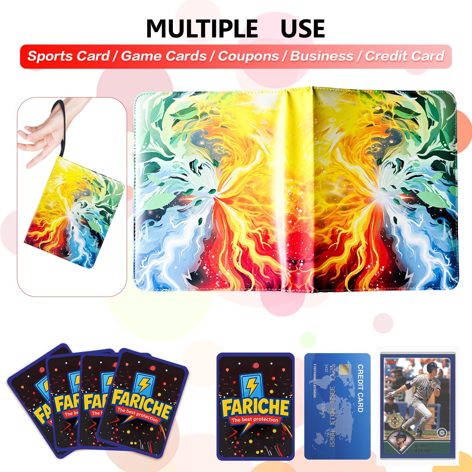 Trading Card Binder for TCG Cards, 9-Pocket Portable Card Collector Ablum Holder Book Fits 900 Cards with 50 Removable Sleeve, Waterproof Card Binder