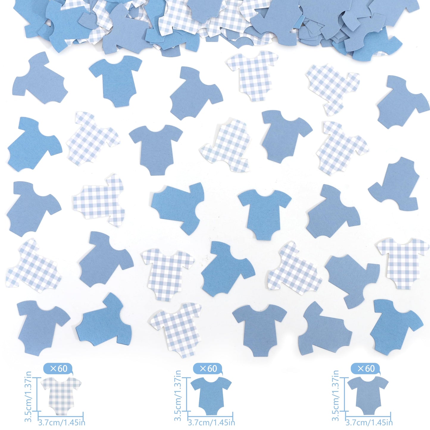 Blue Bodysuit Confetti - Blue Gingham Baby Shower Confetti,Baby Shower Decoration,Boy/Girl Onsie Decor (blue-1)