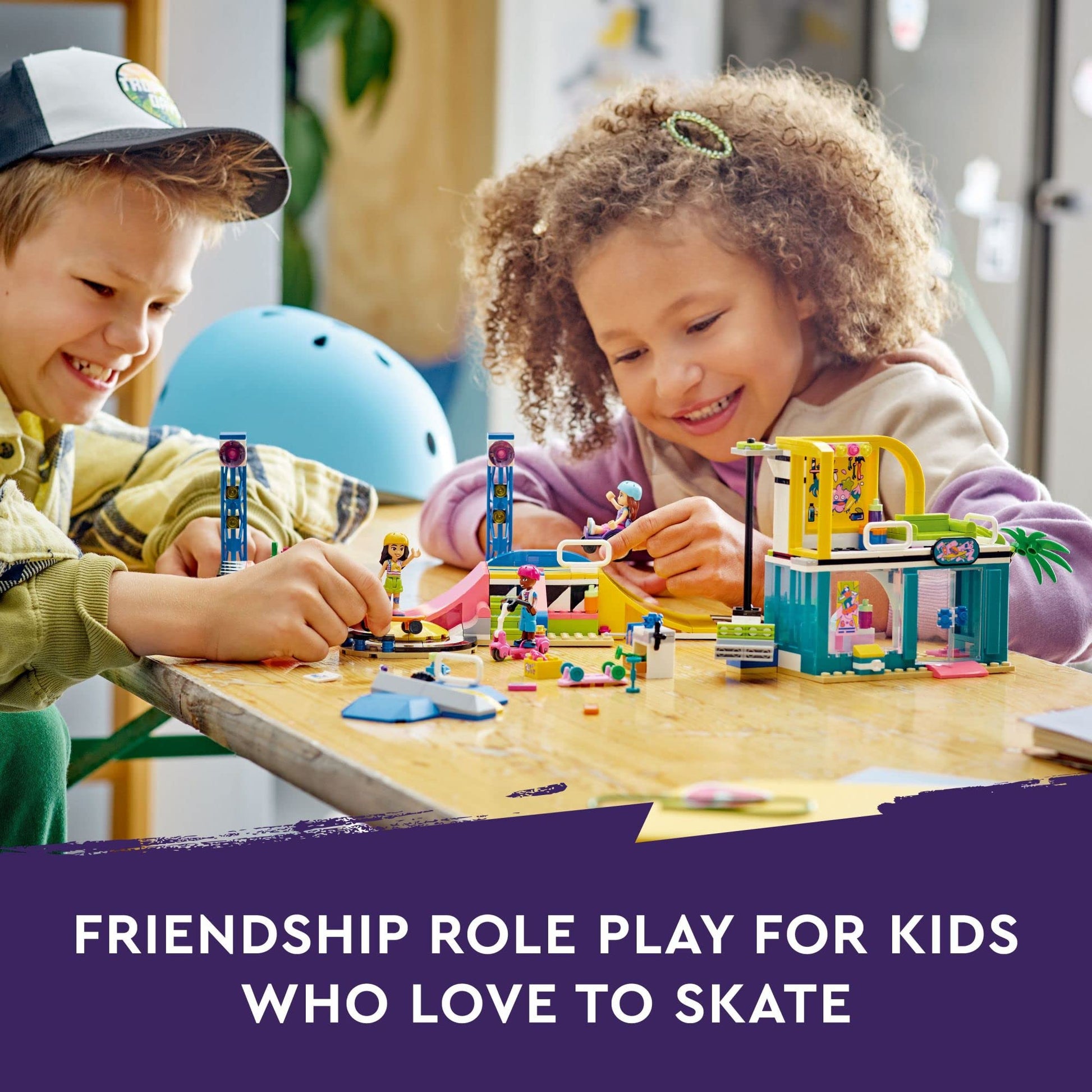LEGO Friends Skate Park Set 41751, Skateboard Toys for Girls and Boys Ages 6 Plus, Mini-Doll Playset with Toy Scooter and Wheelchair, Birthday Gift