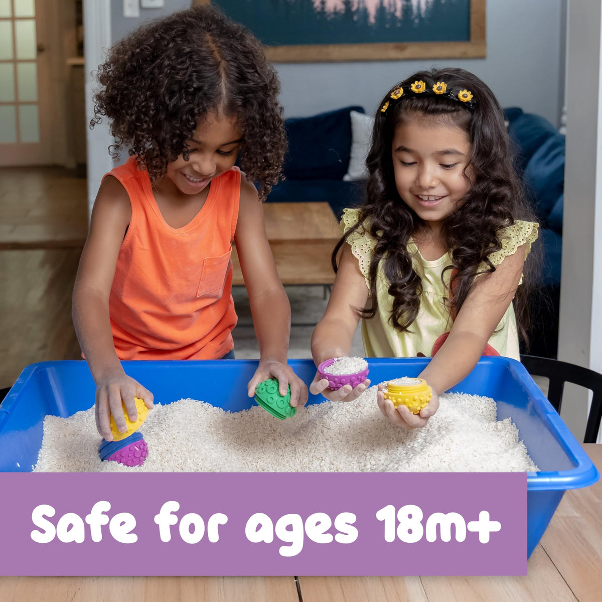 SPARK & WOW Sensory Bin Texture Twists | 4 Hollow, Tactile Balls | Twist Them Apart | Mix and Match Colors and Textures | Sensory Table Tools