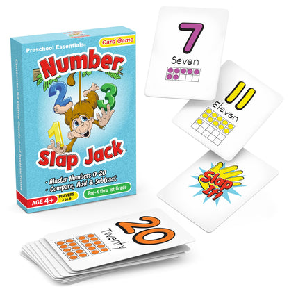 Number Slap Jack a Math Card Game for Kids Ages 4 and Up | The Easy Way to Learn Numbers 0-20 | 4 Fun Ways to Play | Featuring Ten Frames and Operator