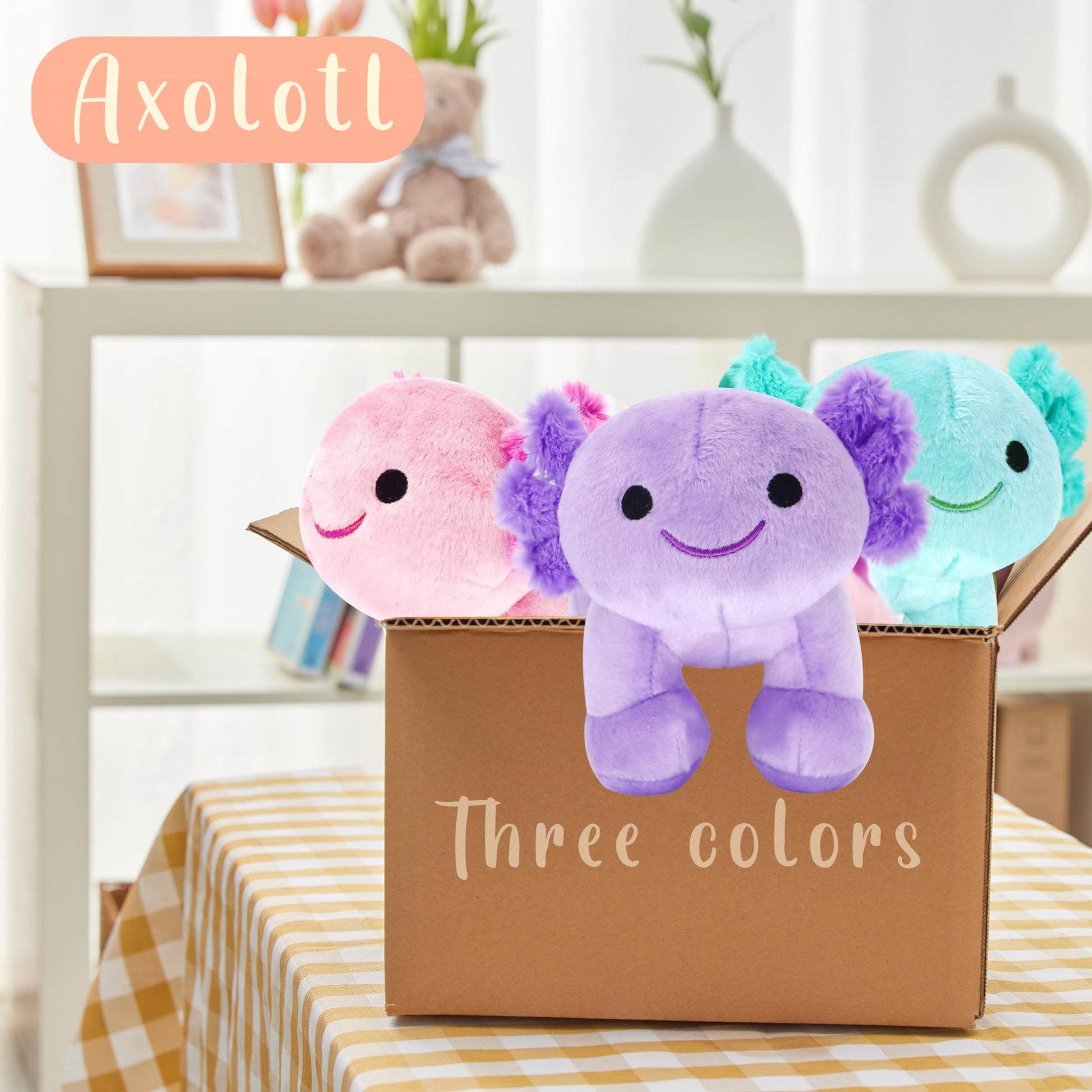 CNAANA Axolotl Plush Toy, Soft and Cute Axolotl Stuffed Animal Doll, Gift for Boys and Girls Birthday, Baby Shower, and Any Occasion(Pink)