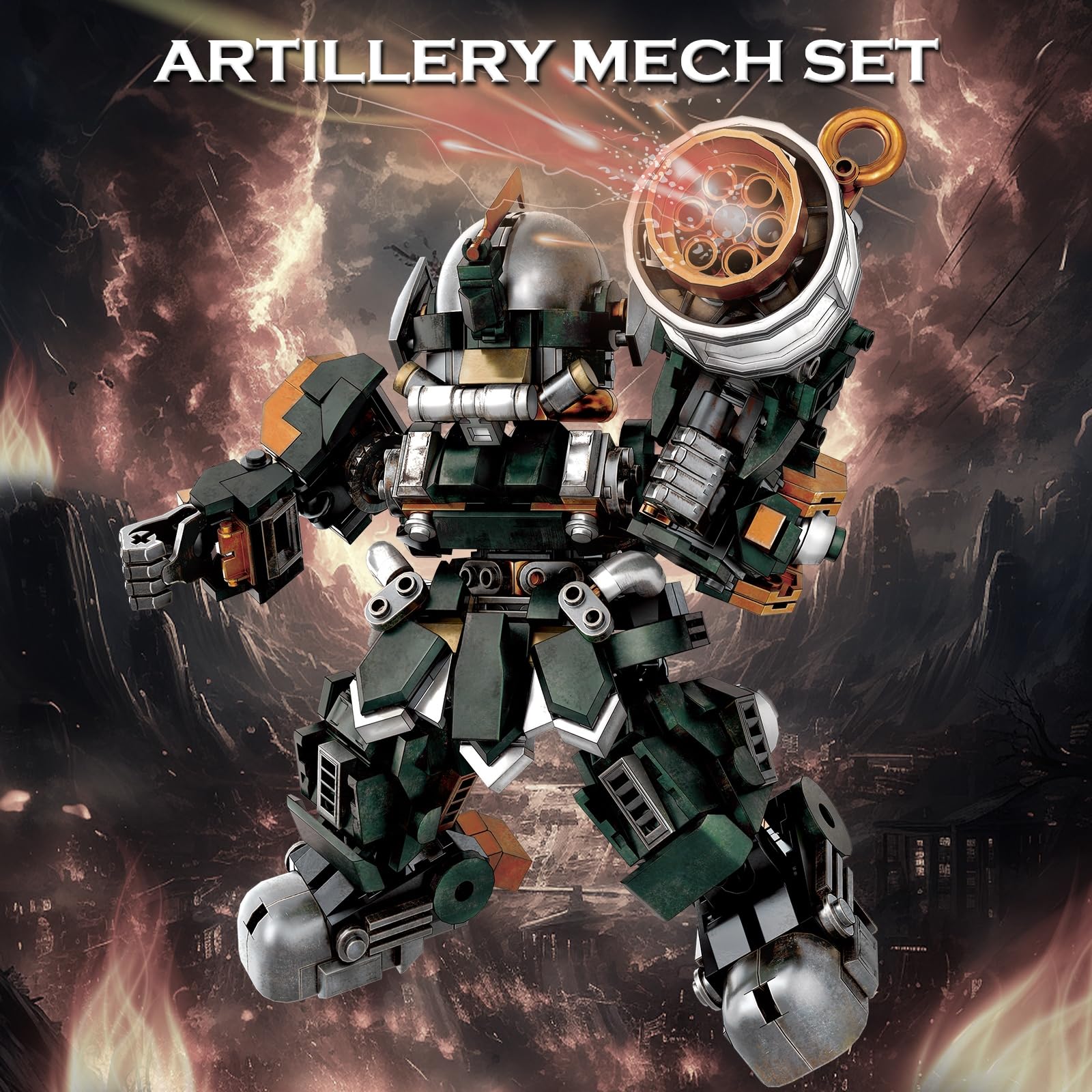 HIGH GODO Mech Robot Building Set, Destroy Warrior City Soldier Mech Model Building Kit with Weapons, Creative Cool Robots Toys Gift for Teens Adults