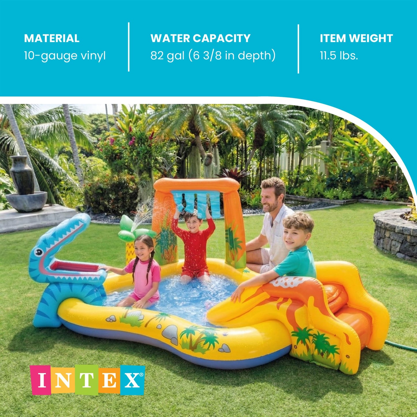 INTEX Dinosaur Inflatable Swim Center & Kiddie Pool for Outdoor Play