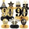 9 Pieces 90th Birthday Decoration 90 th Birthday Centerpieces for Tables Decorations Cheers to 90 Years Honeycomb Table Topper for Men and Women