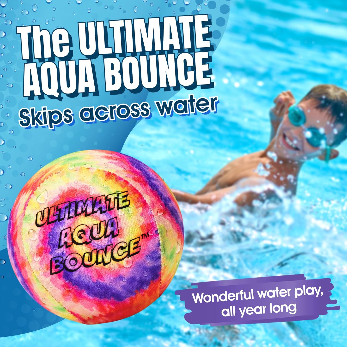 Activ Life Ultimate Skip Ball, Large 3" - 2 Water Skip Balls with 1 Skip Disc (Tie-Dye) - Water Bouncing Ball Set for Beach, Pool & Lake Games - Fun